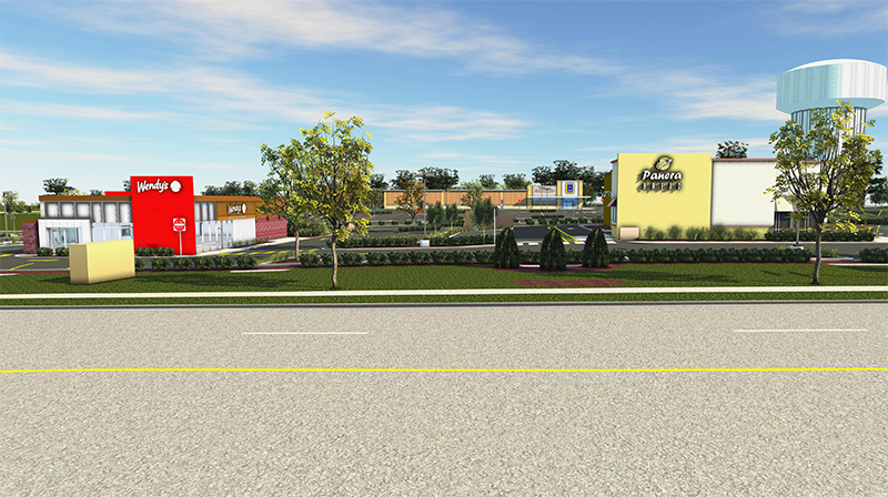 Retail and commercial site development rendering
